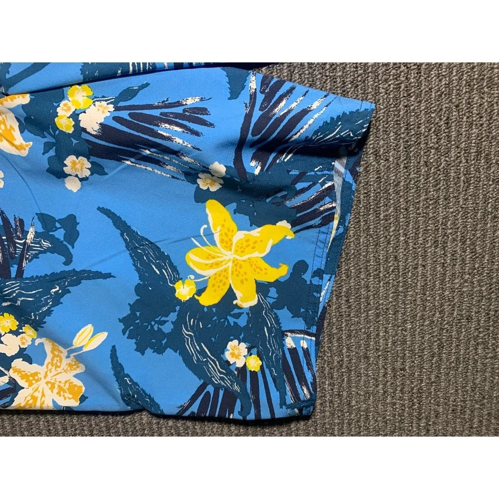 Patagonia Stretch Planing Board Shorts Zip Pocket Floral Blue Yellow Men's 31